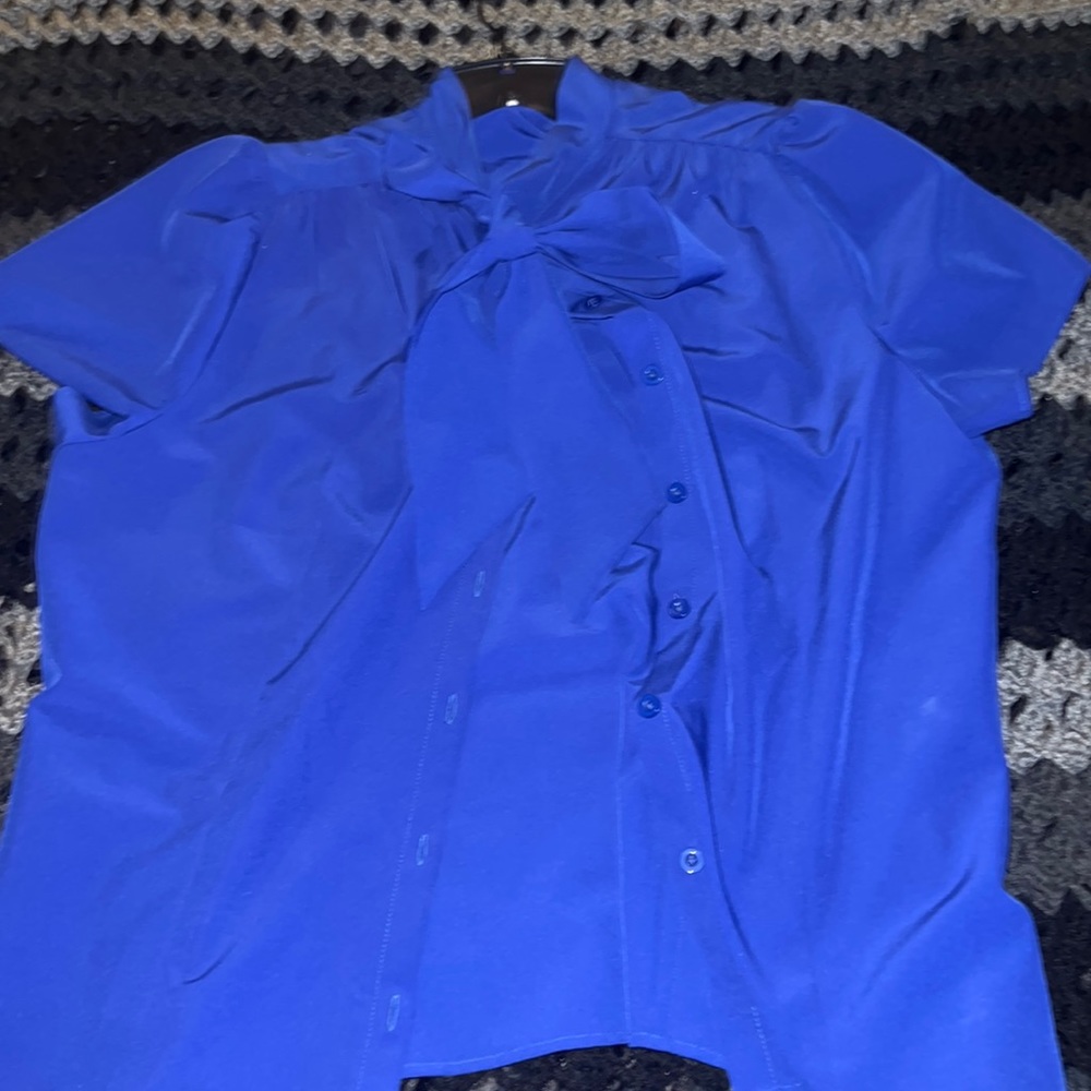 Button up bow tie blouse